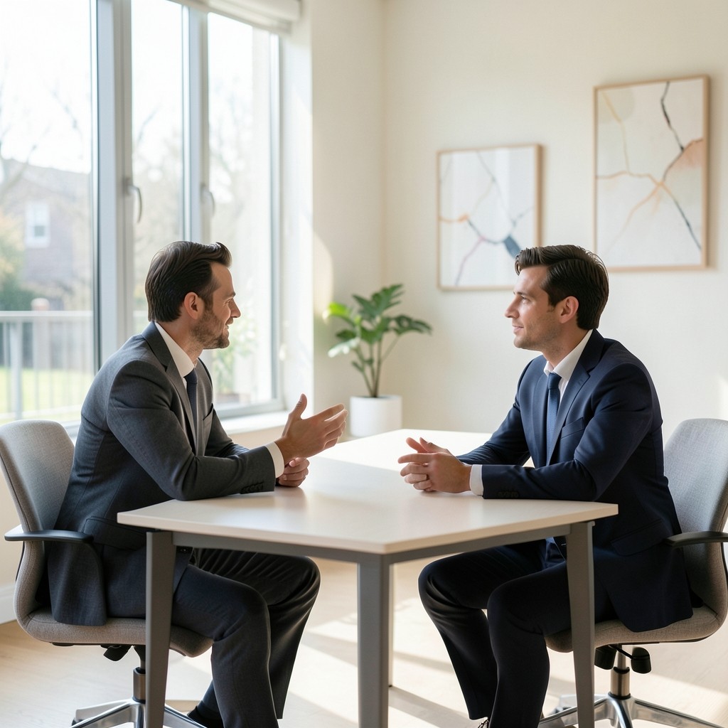 Probeinterview in einem hellen Beratungsraum