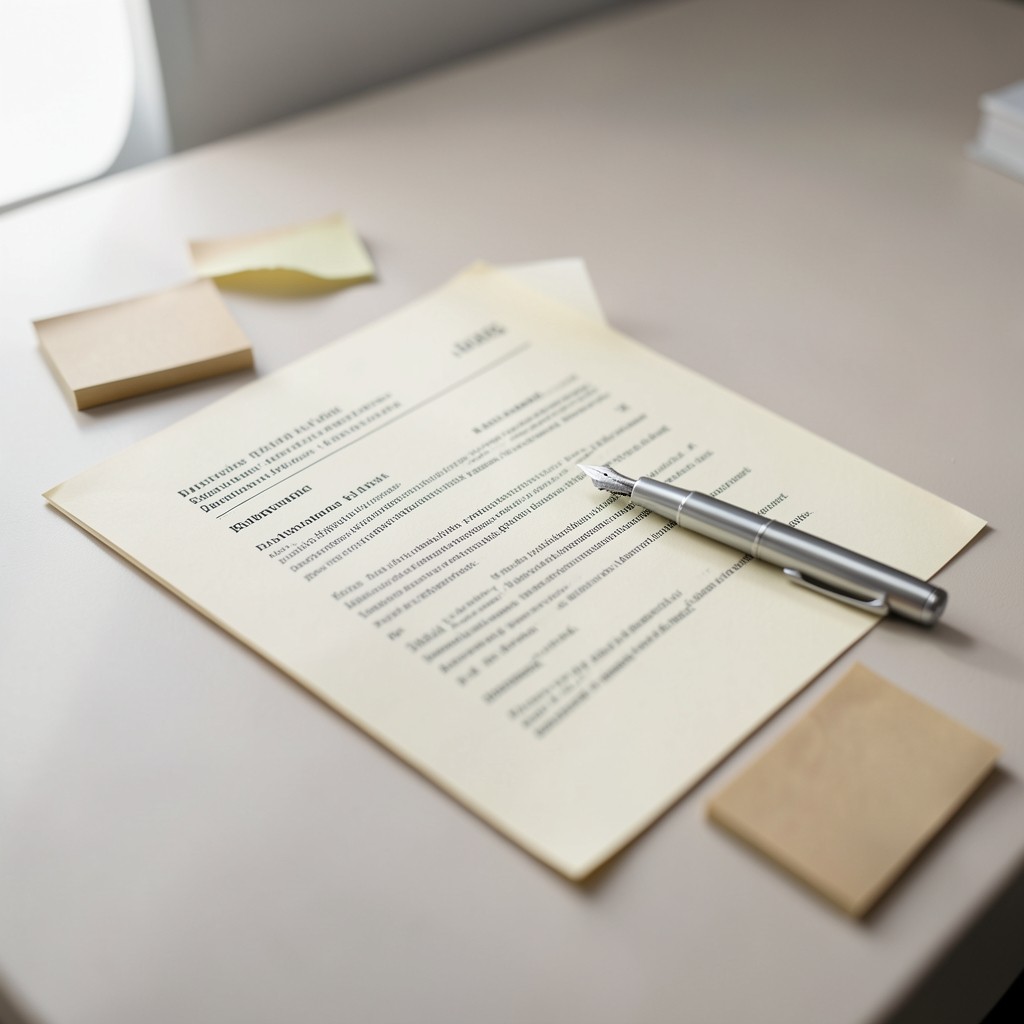 Überarbeitung eines Lebenslaufs mit Notizen und Stift